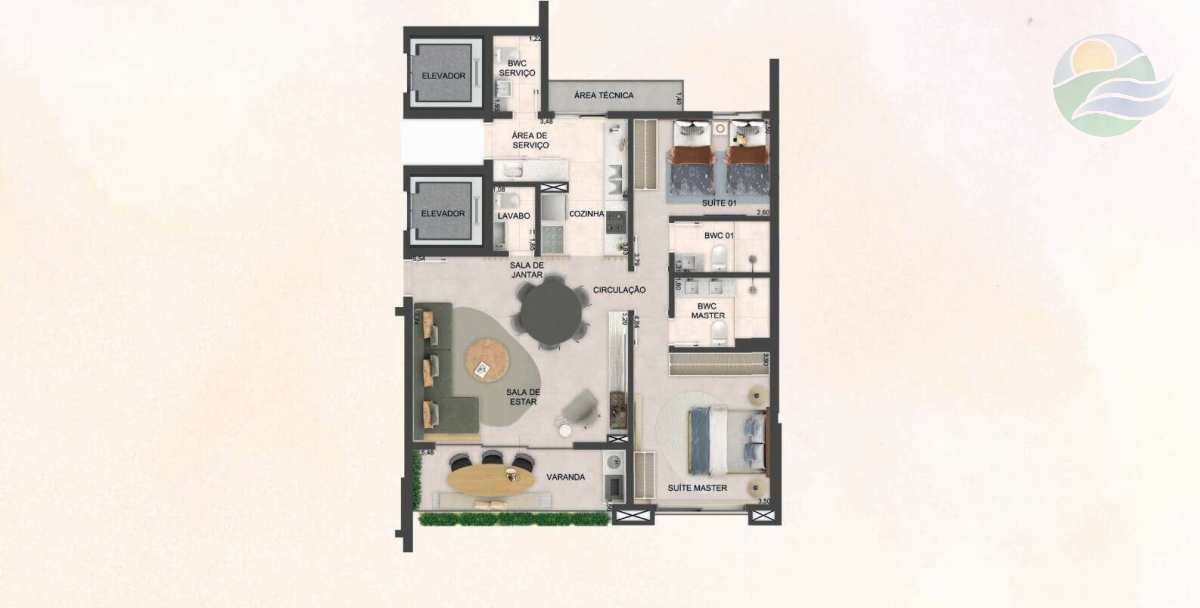  - Apartamento de 2 suites, beira mar, Reserva do Paiva, Cabo Sto Agostinho, Pernambuco.
