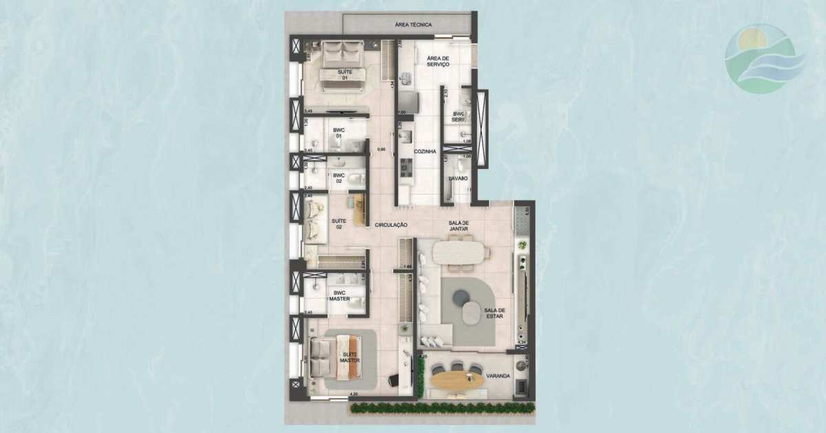  - Apartamento de 3 suites, beira mar, Reserva do Paiva, Cabo Sto Agostinho, Pernambuco.